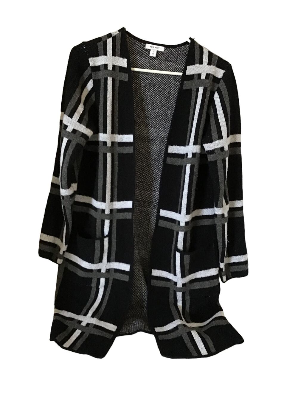 Lightweight Sweater Jacket Womens Size S Large Plaid